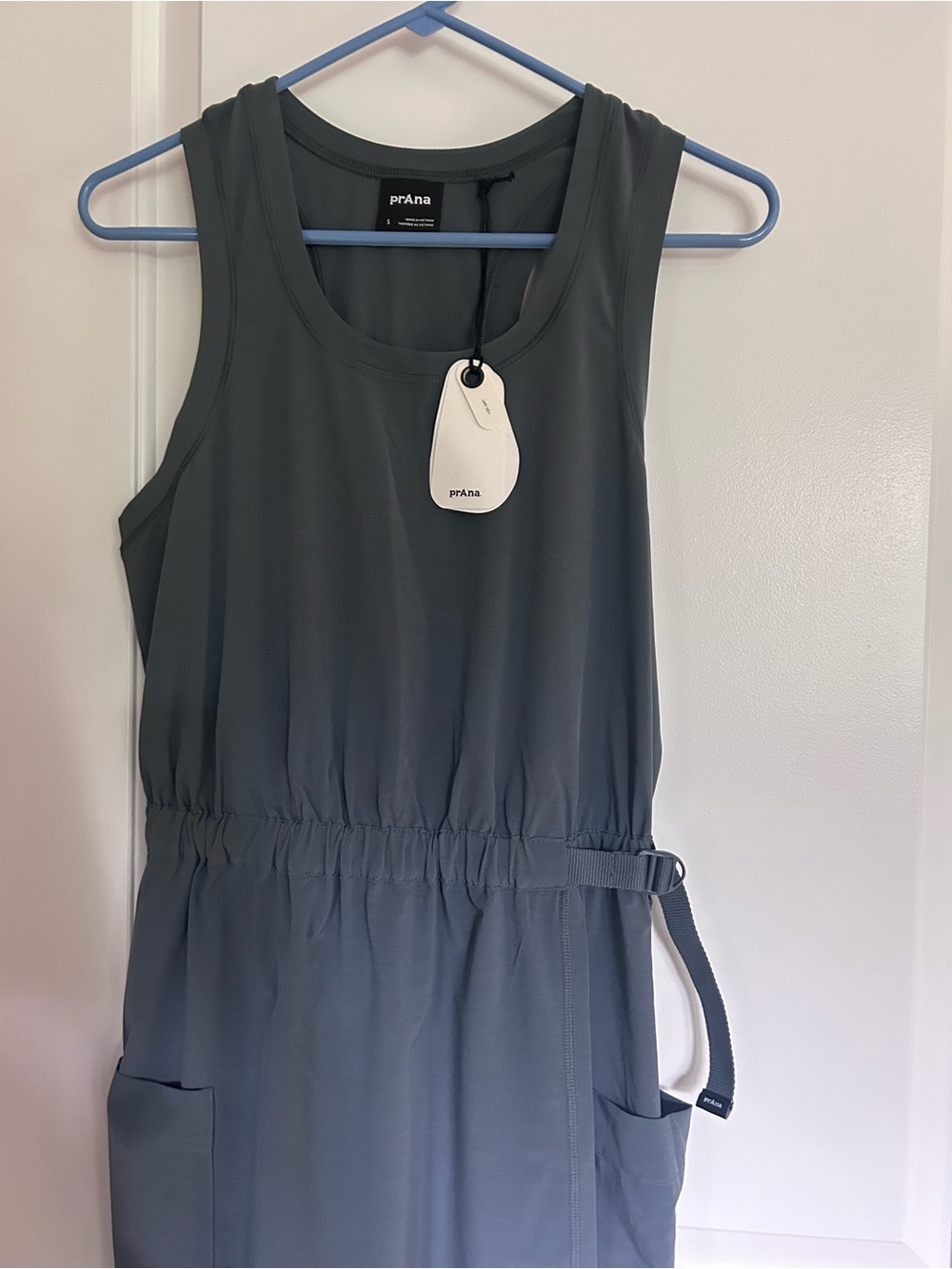 Prana Slate Gray Sleeveless Tank Dress with Drawstring